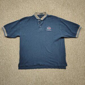 Vintage CORVETTE Polo Shirt Men 2XL Blue Embroidered Logo Short Sleeve Classic